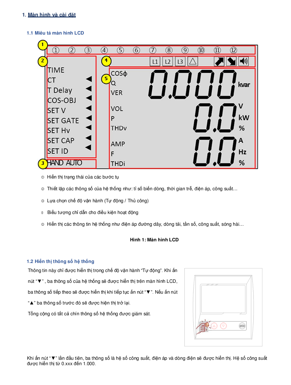 Hướng dẫn vận hành bộ điều khiển tụ bù Smartric - Hàn Quốc